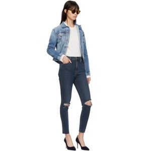 NWT Frame Ali High Rise Cigarette Raw Jeans in Brokedown Palace